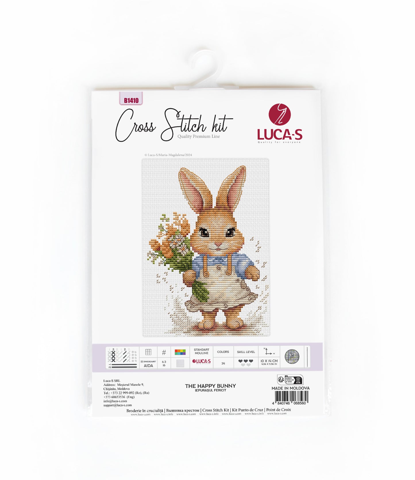 Cross Stitch Kit Luca-S - The Happy Bunny, B1410