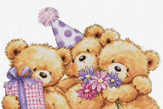 Cross Stitch Kit Luca-S - Three Party Bears, B1411