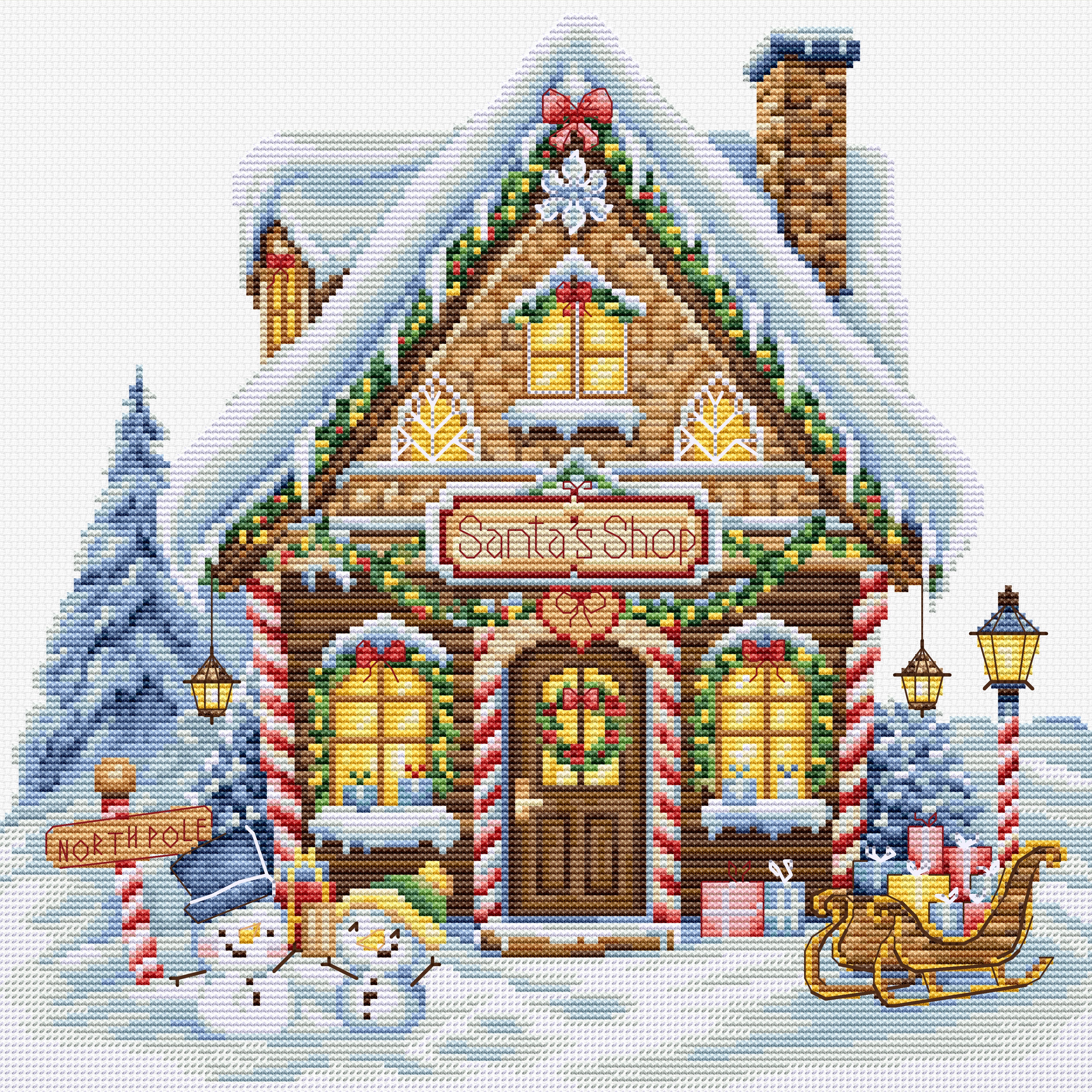 Luca-s社、クロスステッチキット Cross Stitch Kit Luca-S - Santa'S Shop , B1435 – Luca-S Wholesale