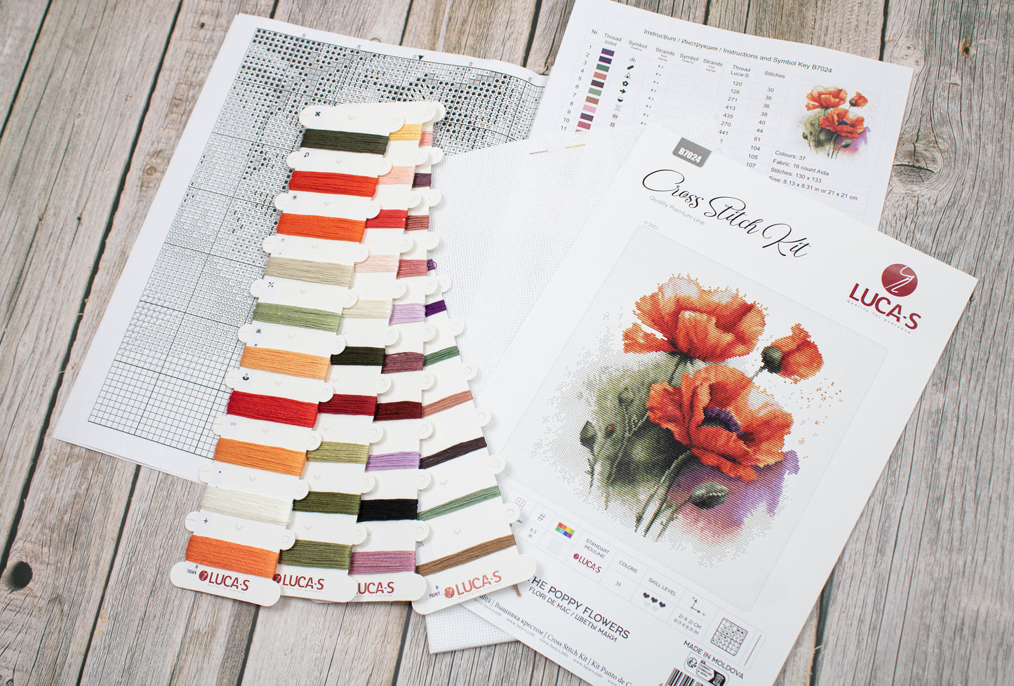 Cross Stitch Kit Luca-S - The Poppy Flowers, B7024