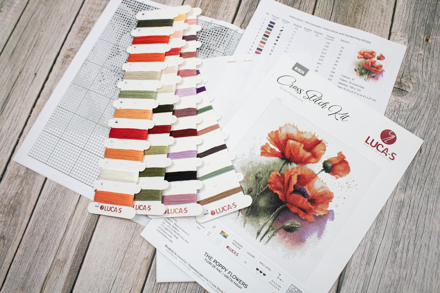 Cross Stitch Kit Luca-S - The Poppy Flowers, B7024
