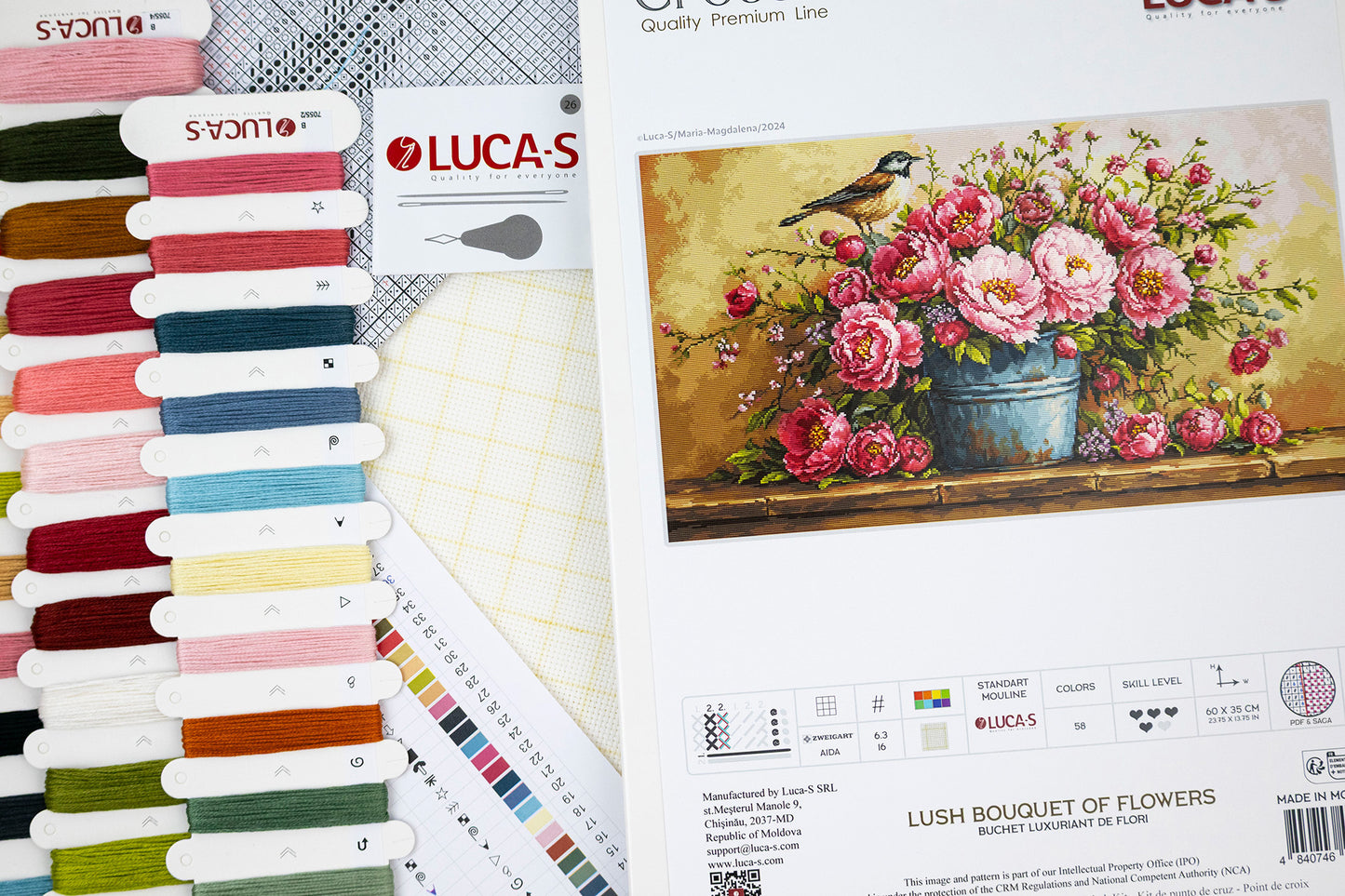 Cross Stitch Kit Luca-S - Lush Bouquet of Flowers, B7055