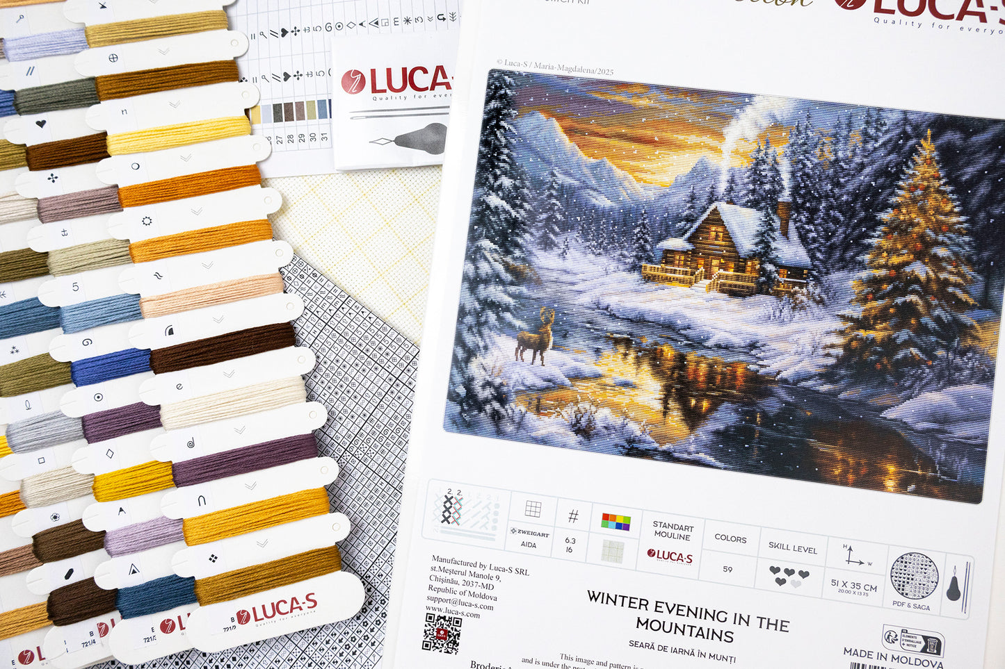 Cross Stitch Kit Luca-S GOLD - Winter Evening in the Mountains, B721