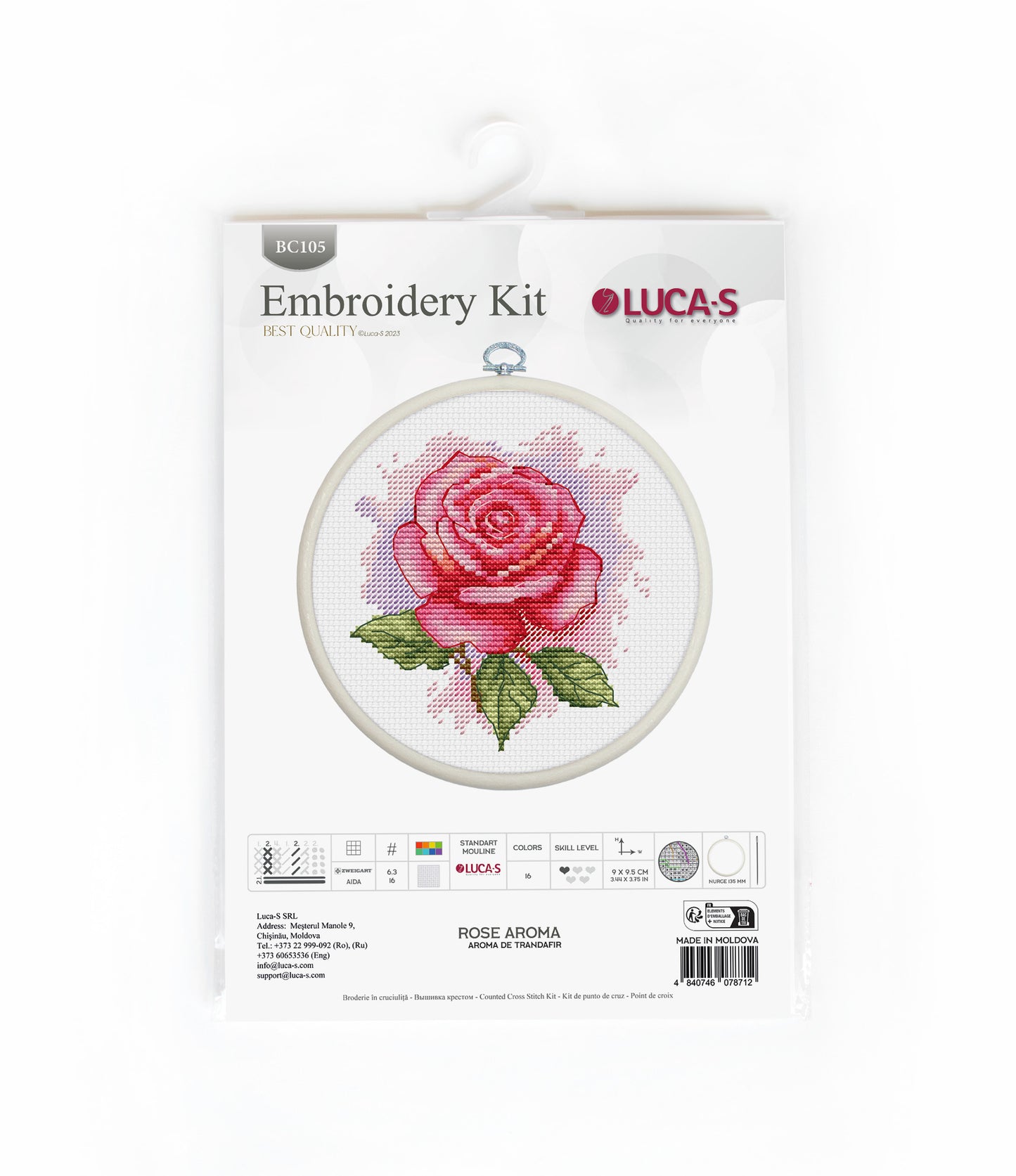 Cross Stitch Kit with Hoop Included Luca-S - Rose Aroma, BC105