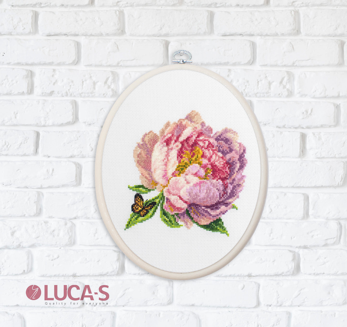 Набор для вышивки крестом с пяльцами Luca-S - BC206 ''Rozella'' Peony