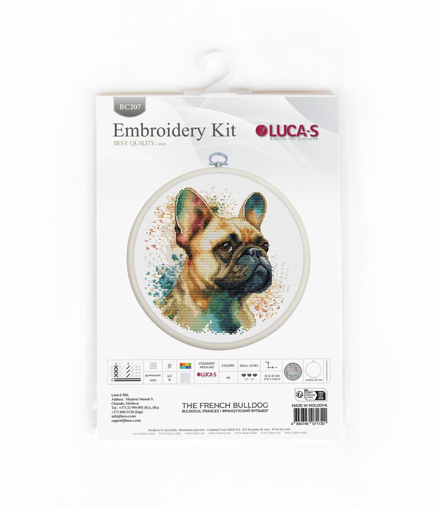Набор для вышивки крестом с пяльцами Luca-S - The French Bulldog, BC207