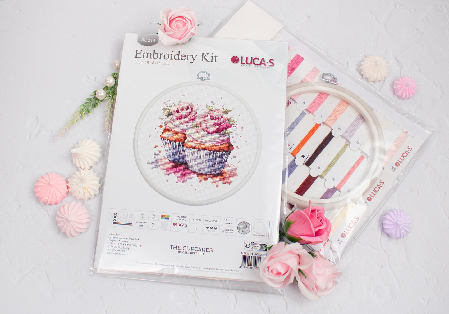Cross Stitch Kit with Hoop Included Luca-S - The Cupcakes, BC215