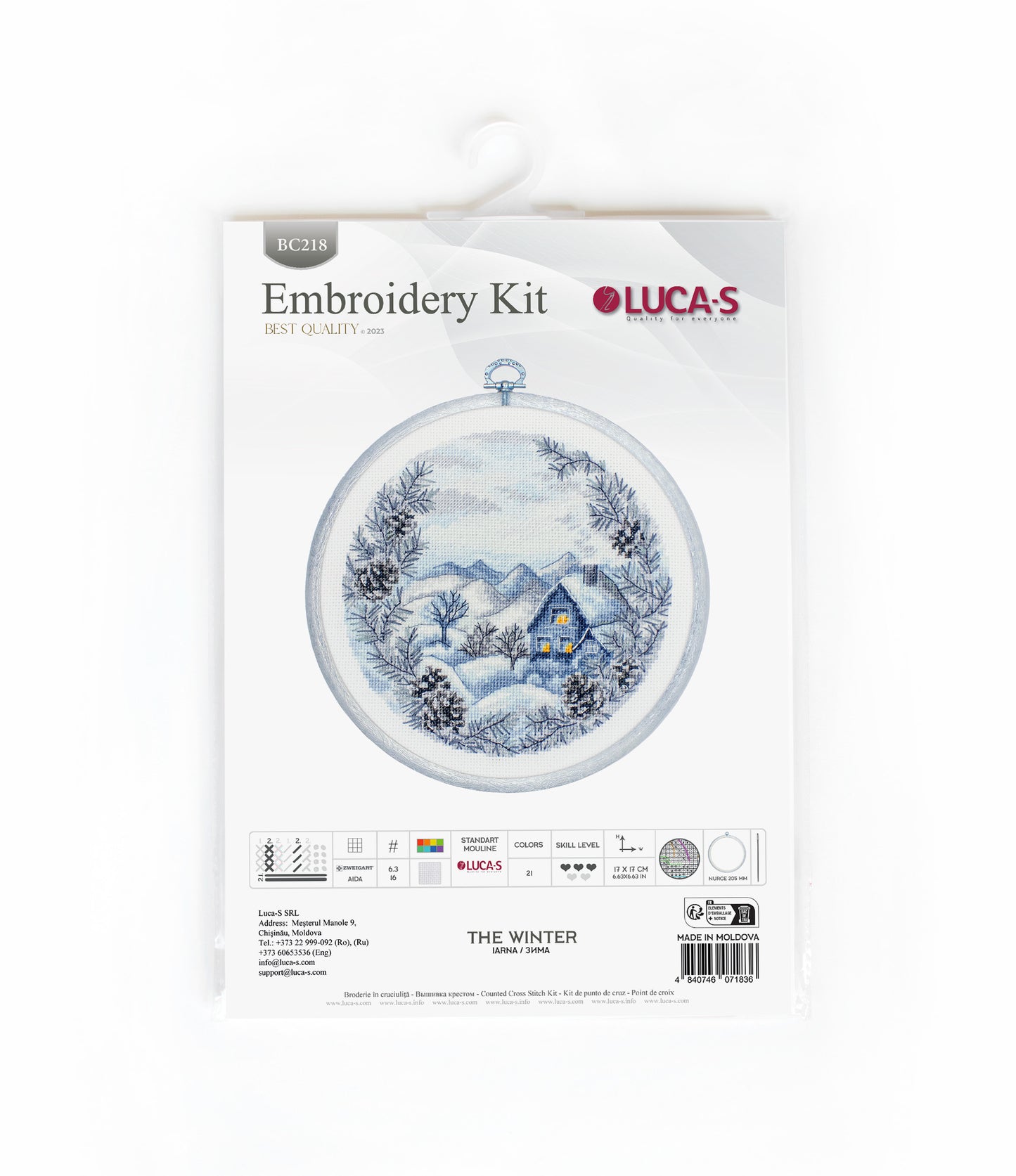 Cross Stitch Kit with Hoop Included Luca-S - The Winter, BC218