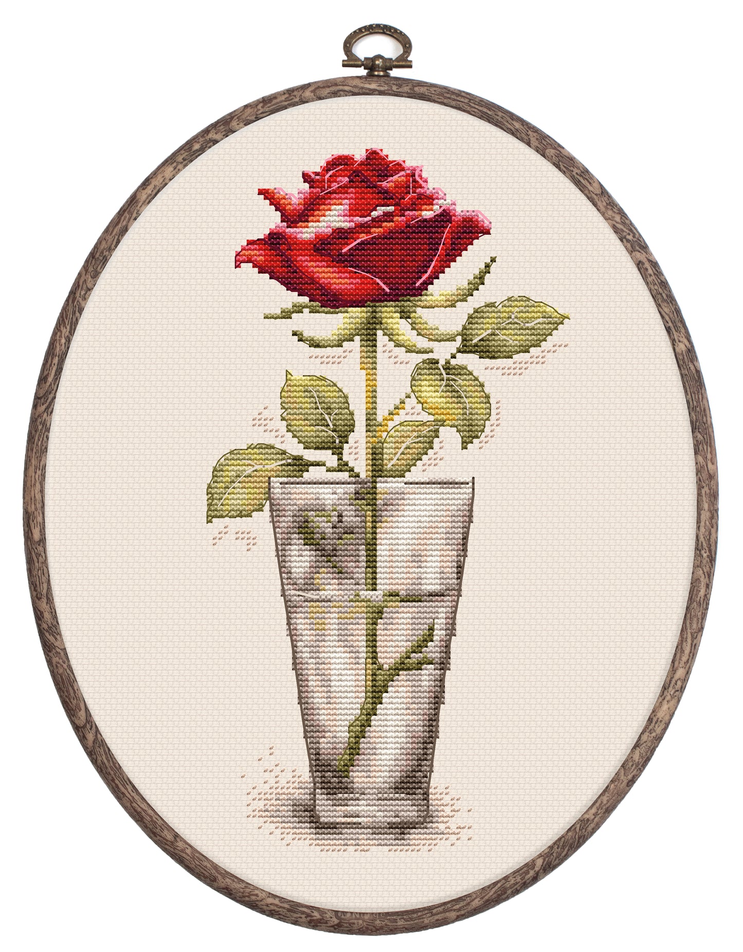 Cross Stitch Kit with Hoop Included Luca-S - Rose “Mister Lincoln”, BC235