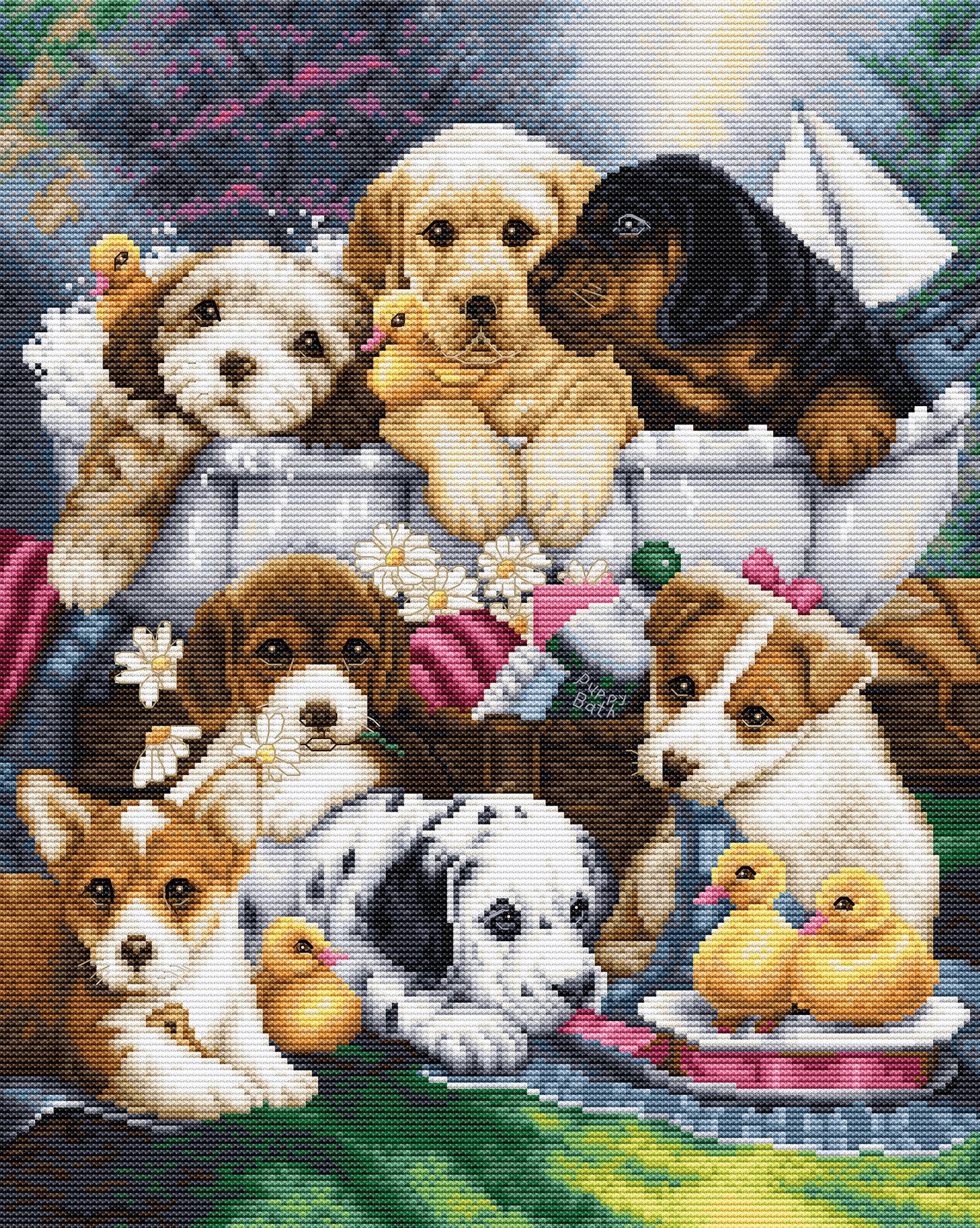 Набор для вышивки крестом Luca-S - BU5025 Bath Time Pups