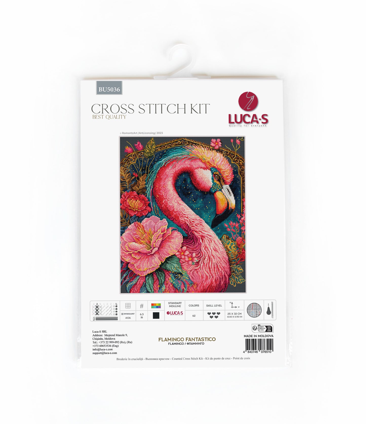 Cross Stitch Kit Luca-S - Flamingo Fantastico, BU5036