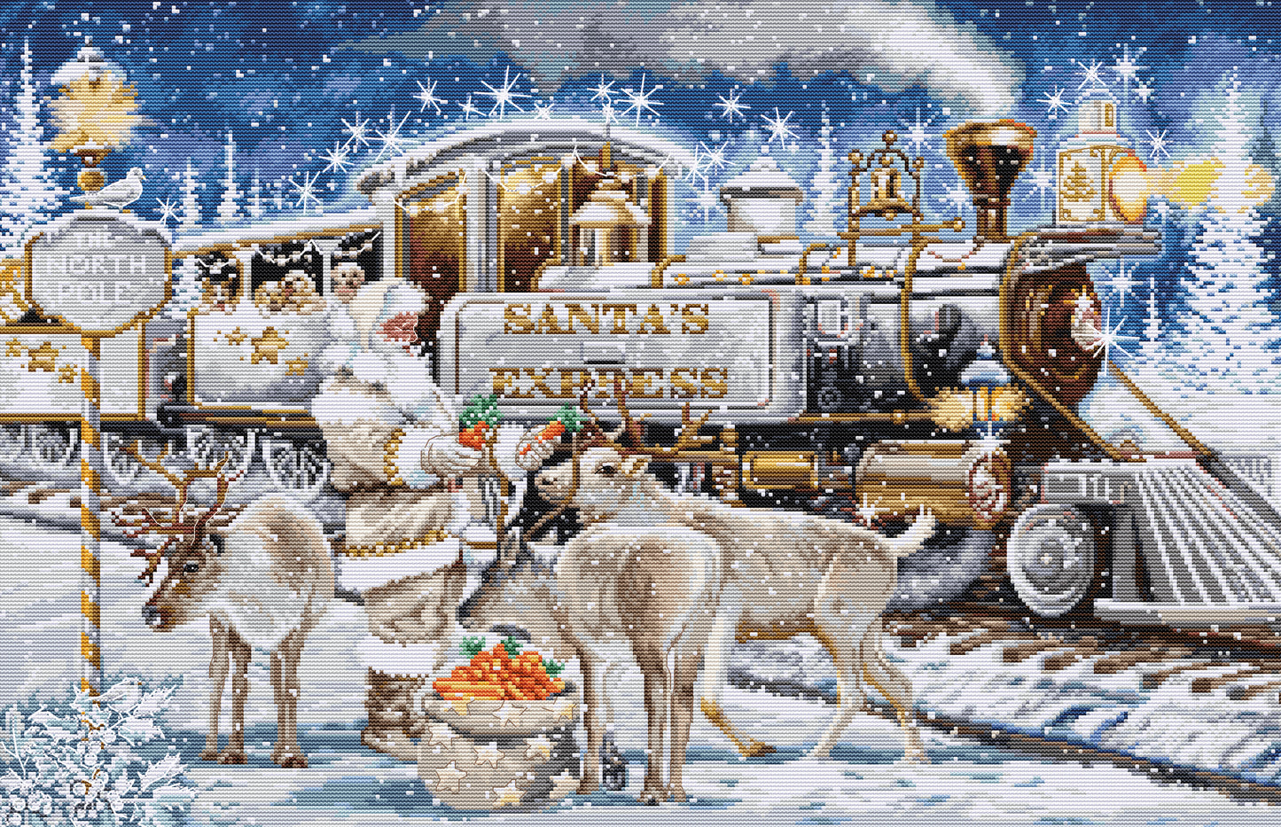 Набор для вышивания крестом Luca-S Gold - Santa's Express Белый, BU5038