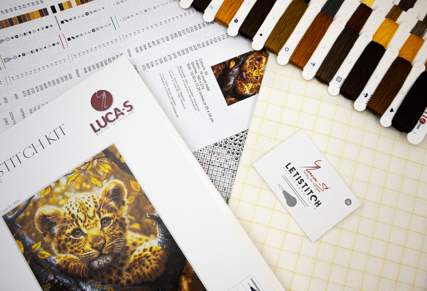 Cross Stitch Kit Luca-S GOLD - Leopard Cub at Sunrise, BU5068