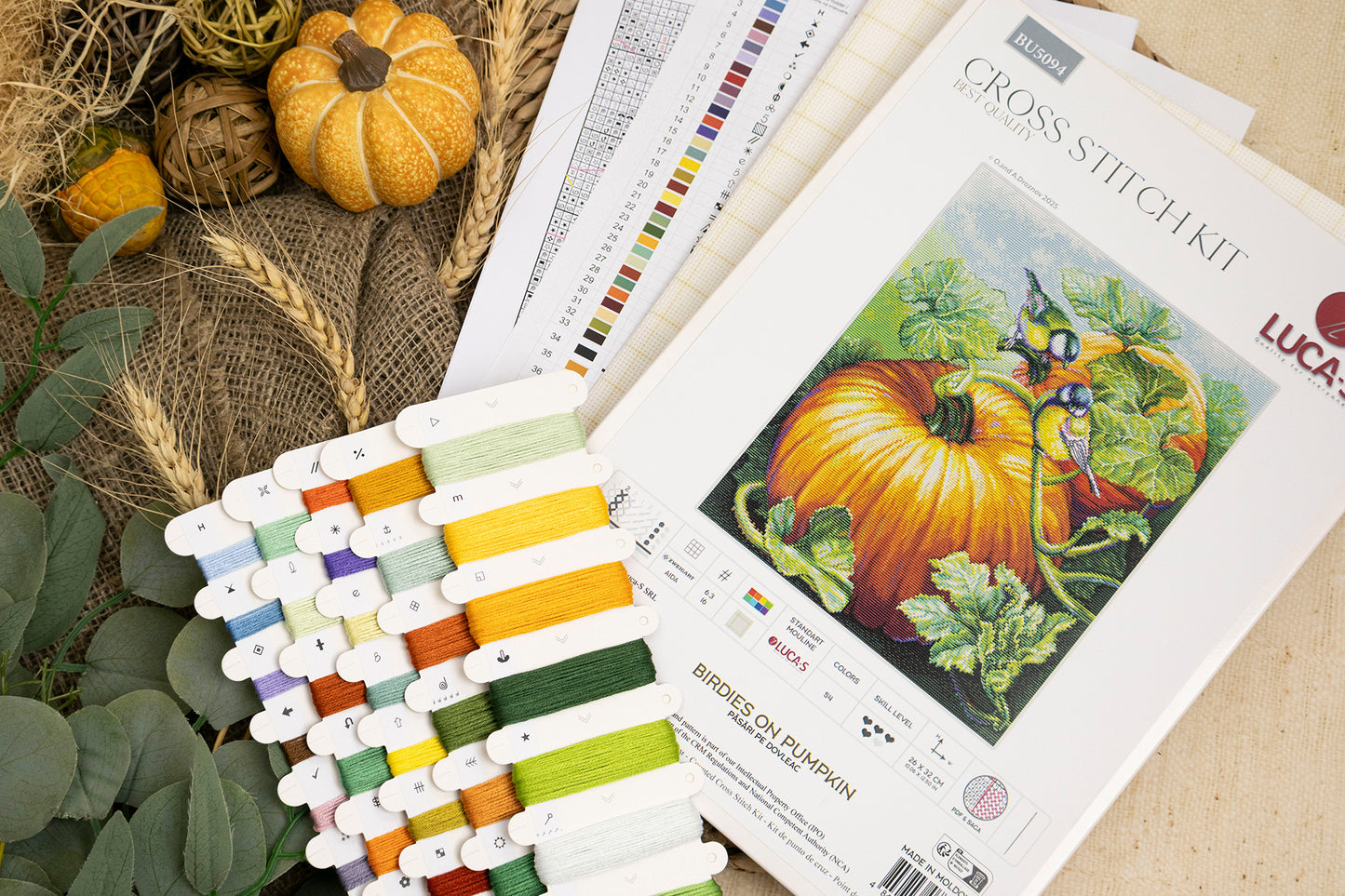 Cross Stitch Kit Luca-S - Birdies On Pumpkin, BU5094
