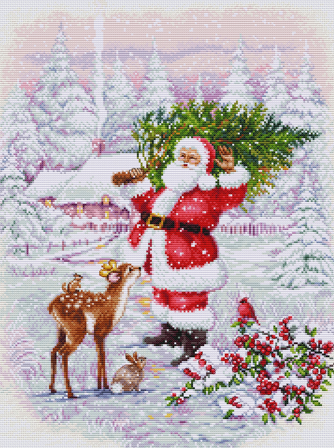 Cross Stitch Kit Luca-S - Santa With Tree, BU5098