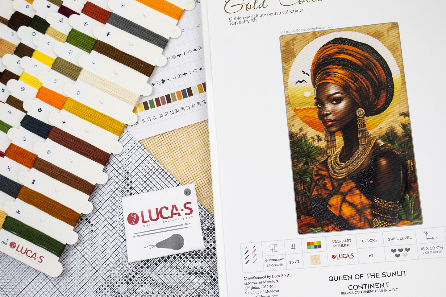 Petit Point Kit Luca-S GOLD - Queen of the Sunlit Continent, G720
