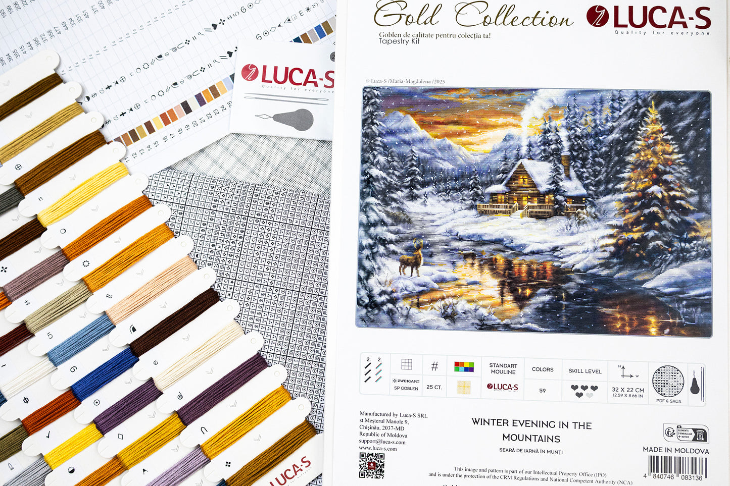 Petit Point Kit Luca-S GOLD - Winter Evening in the Mountains, G721