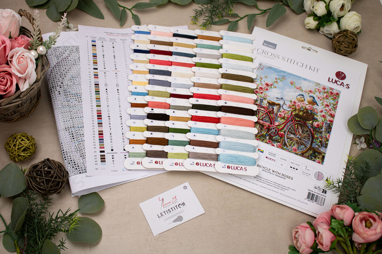 Cross Stitch Kit Luca-S - Bicycle with Roses , BU5061
