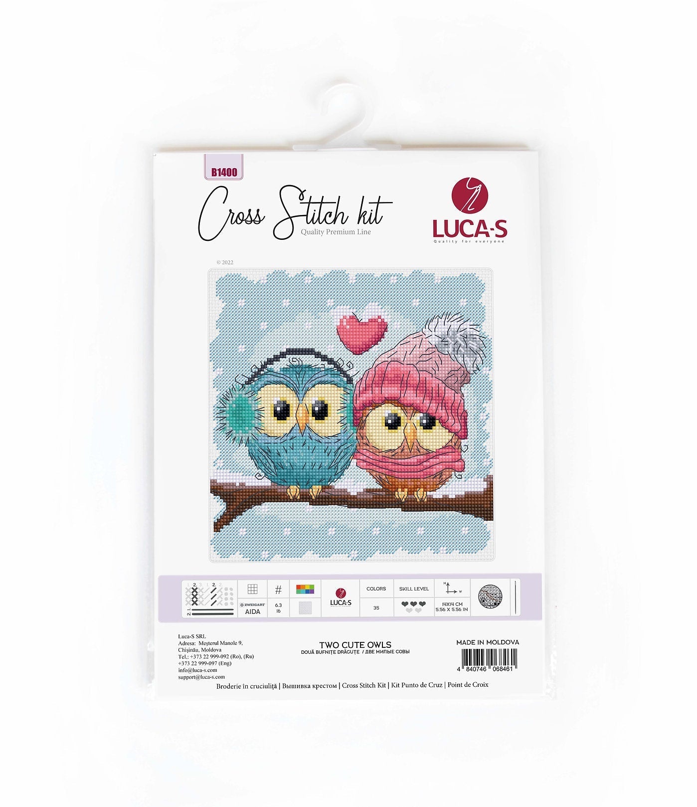 Набор для вышивки крестом Luca-S - Две милые совы, B1400