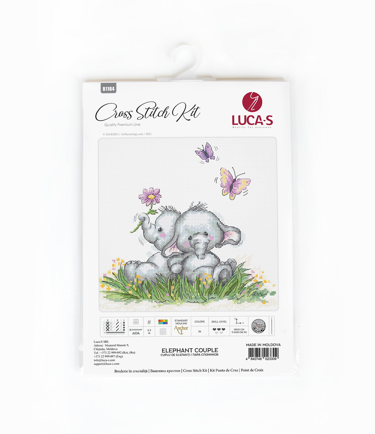Cross Stitch Kit Luca-S - Elephant Couple - HobbyJobby