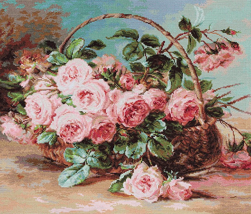 Cross Stitch Kit Luca-S - Basket of Pink Roses, B547