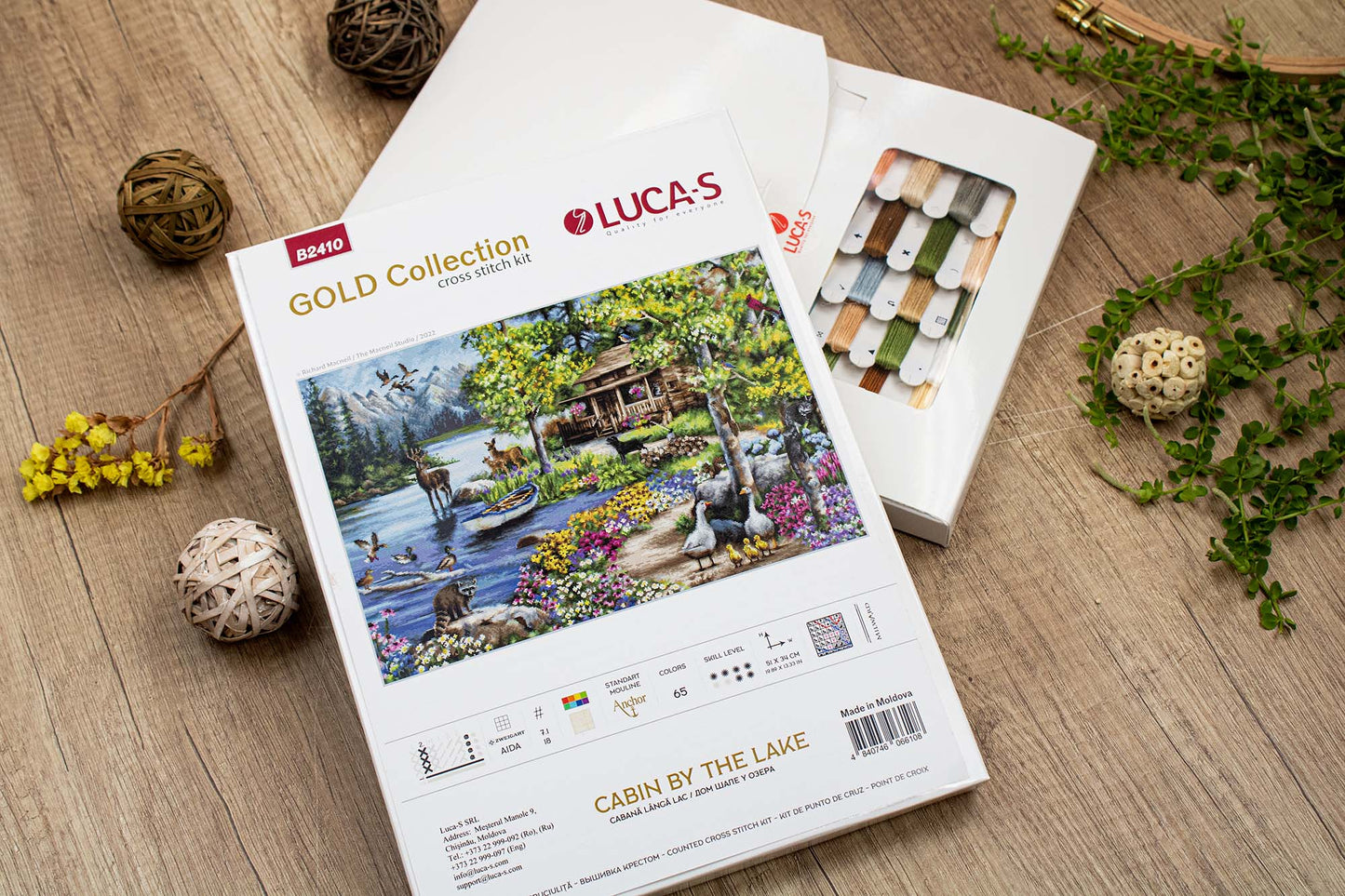 Cross Stitch Kit Luca-S GOLD - Cabin By The Lake, B2410