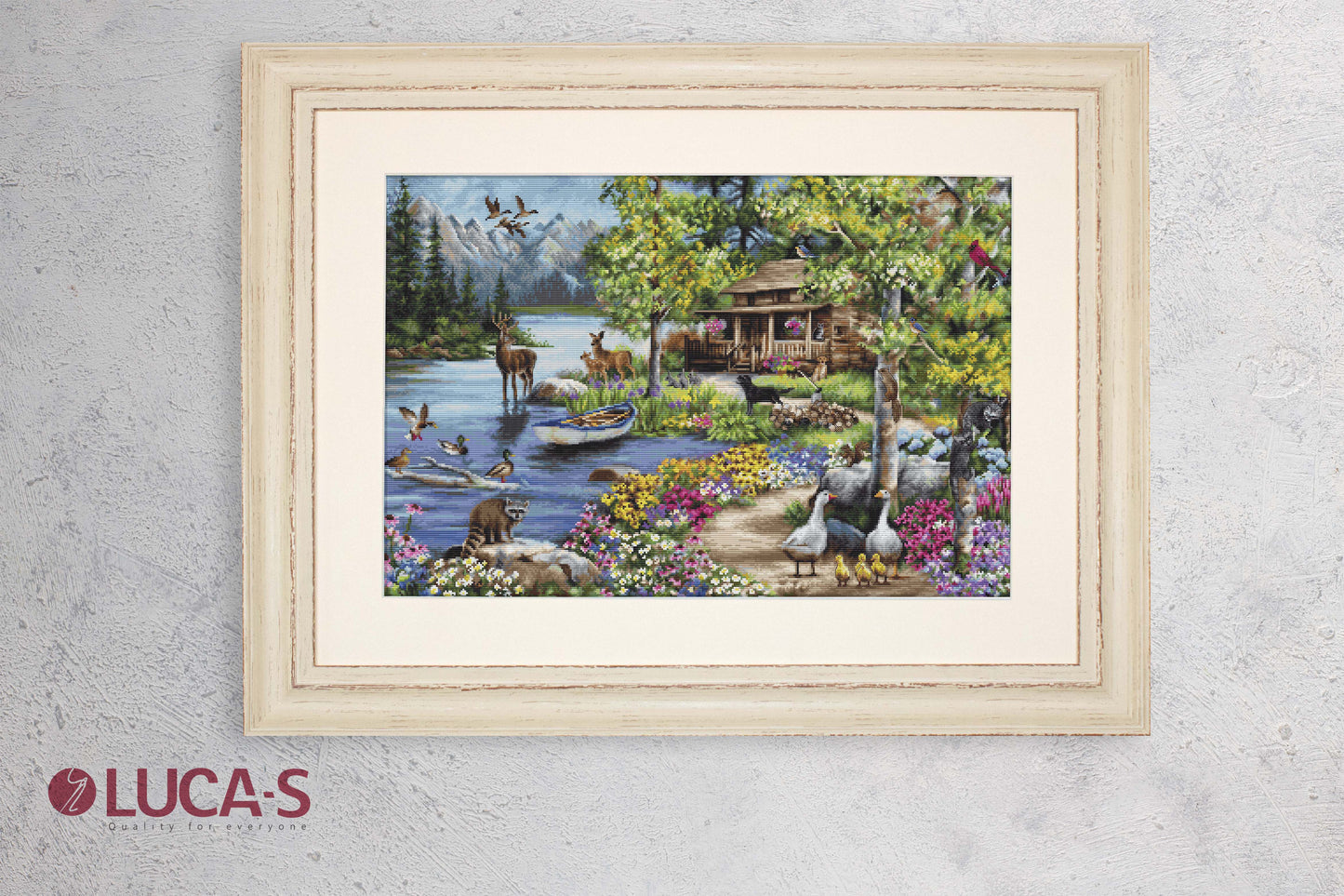 Cross Stitch Kit Luca-S GOLD - Cabin By The Lake, B2410