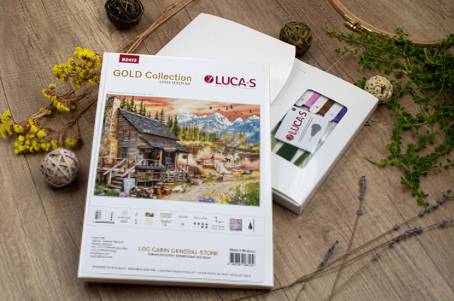 Набор для вышивки крестом Luca-S GOLD - Универсальный магазин бревенчатой хижины, B2413