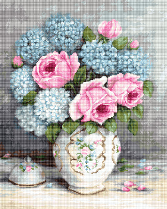 Cross Stitch Kit Luca-S - B2322, Roses & Hydrangeas