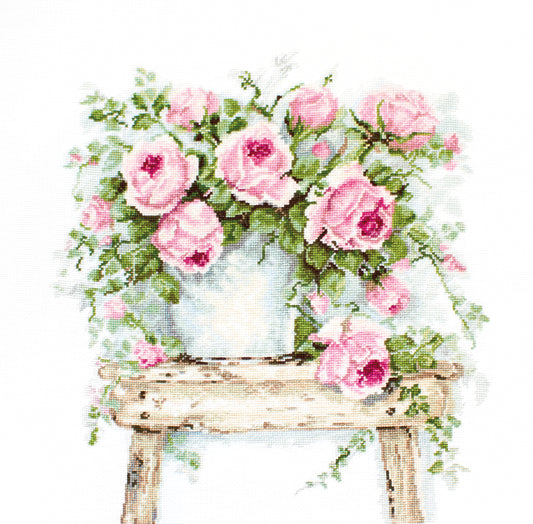 Cross Stitch Kit Luca-S - B2332 Flowers on a Stool