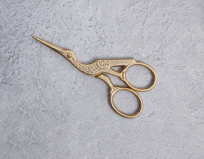 Embroidery Scissors Luca-S - STORK SCISSORS SANDBLASTED GOLD HANDLES