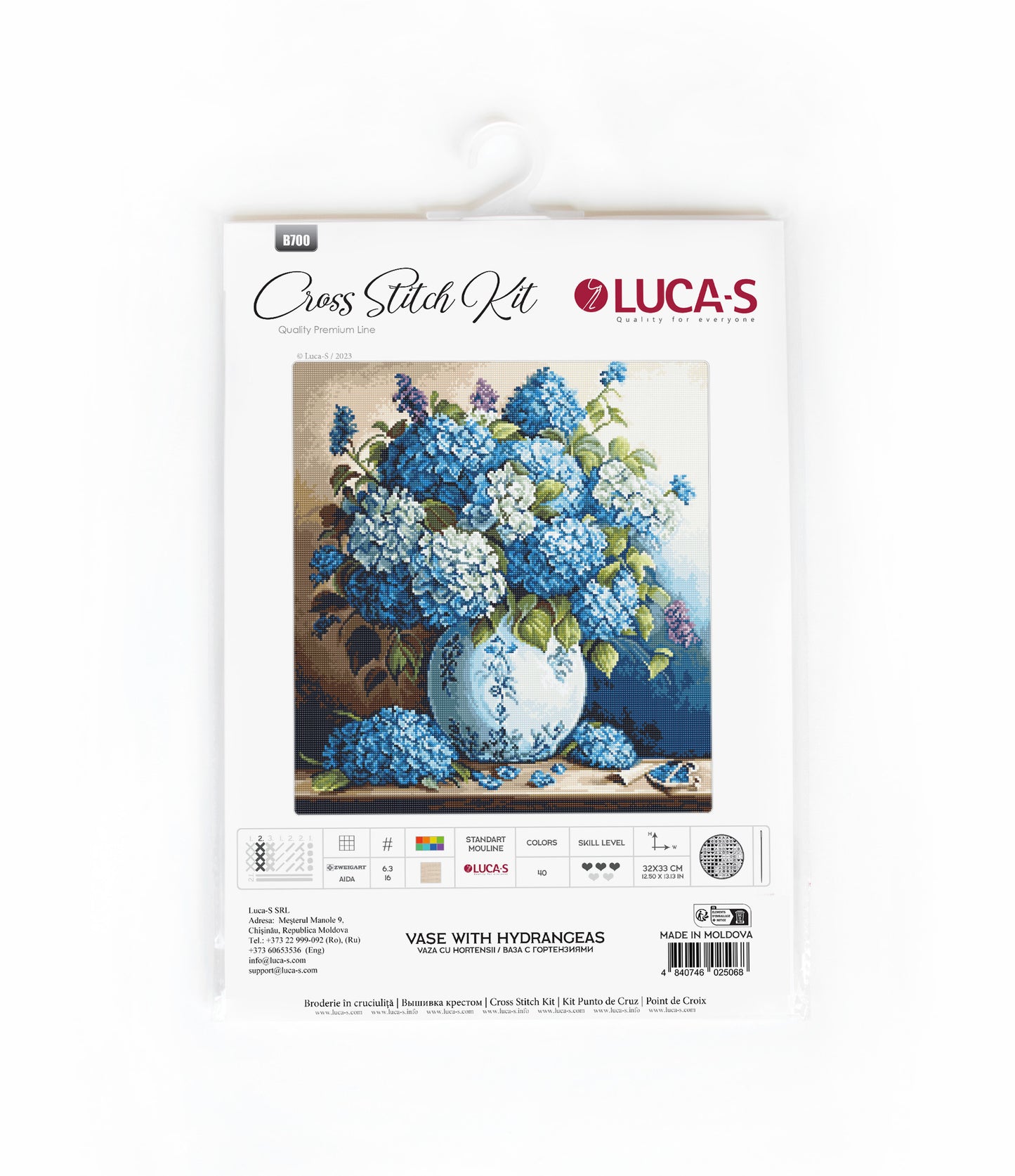 Cross Stitch Kit Luca-S - Vase with Hydrangeas, B700