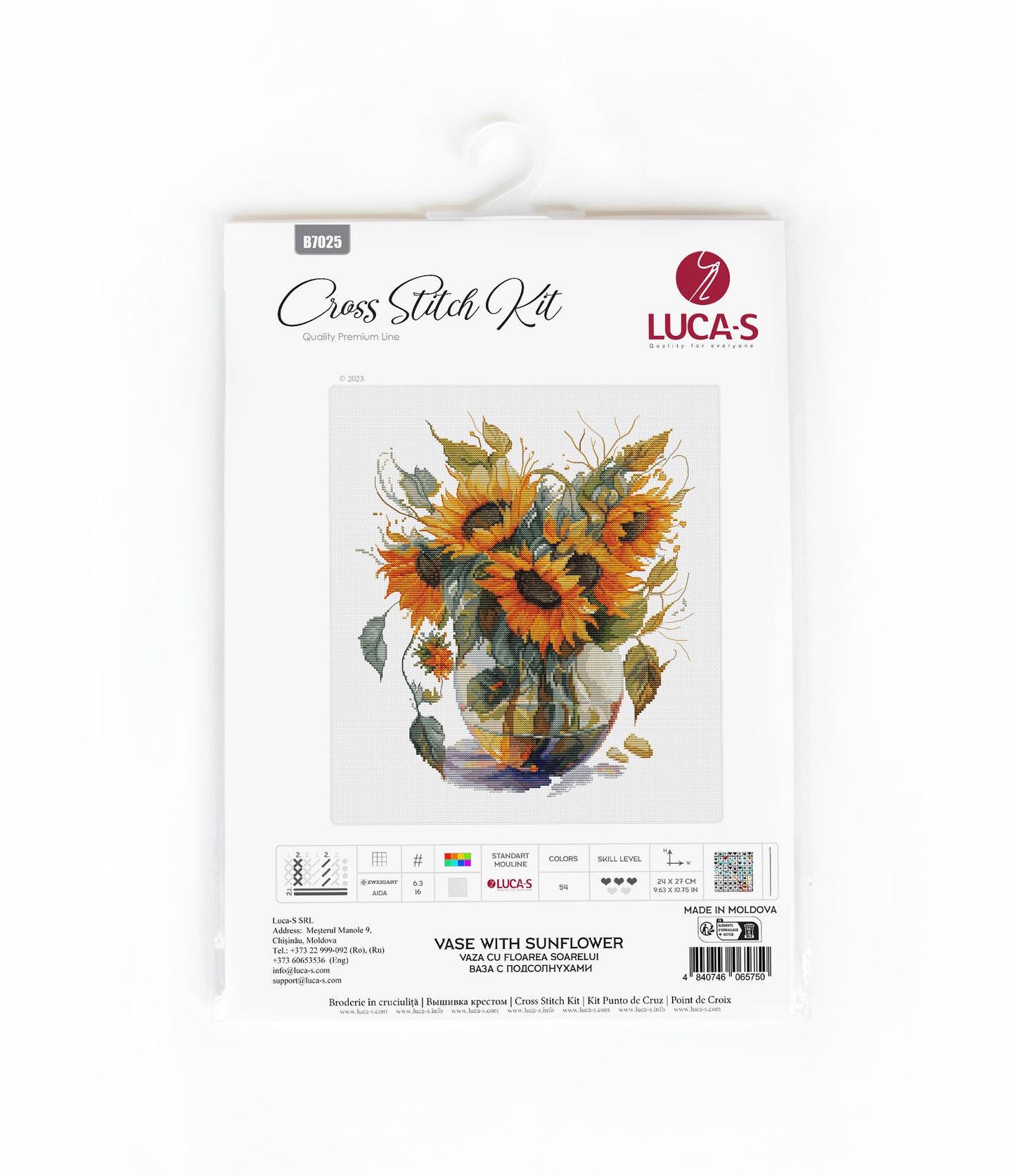 Cross Stitch Kit Luca-S - Vase with Sunflower, B7025