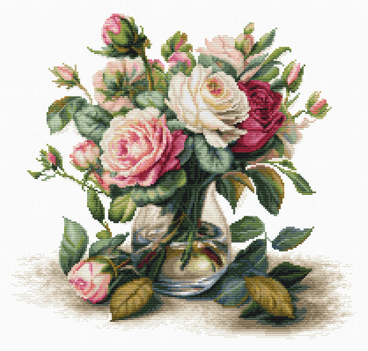 Cross Stitch Kit Luca-S - Vase with Roses, B7026
