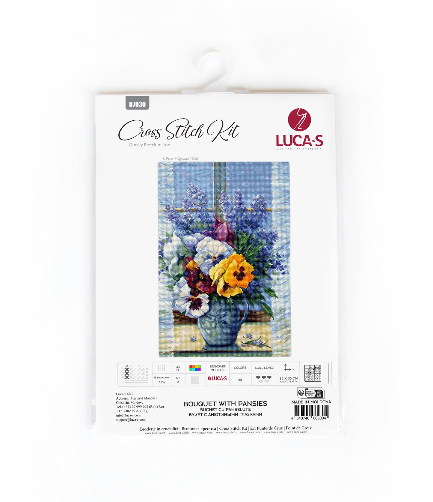 Cross Stitch Kit Luca-S - Bouquet with Pansies, B7030