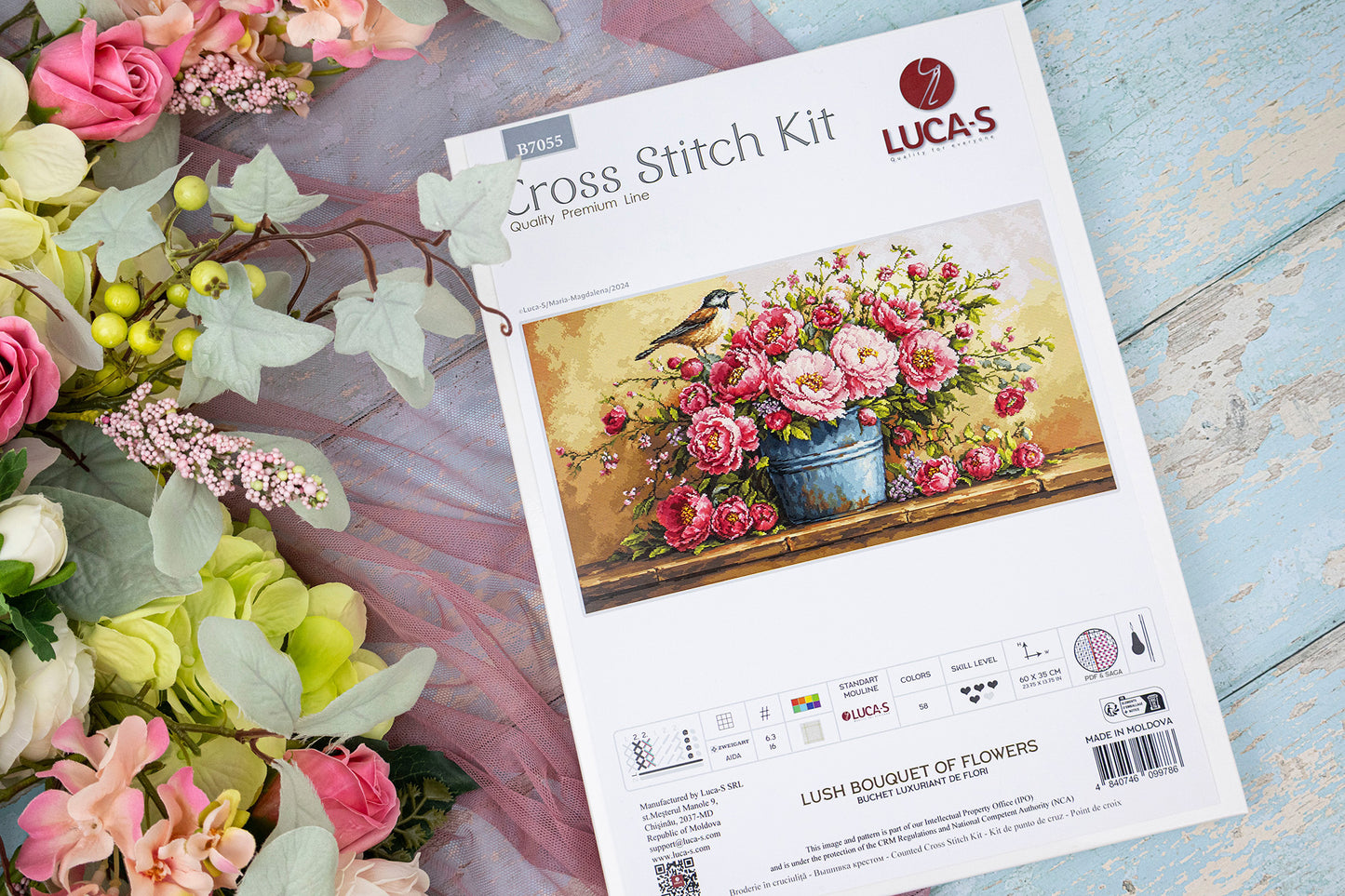 Cross Stitch Kit Luca-S - Lush Bouquet of Flowers, B7055