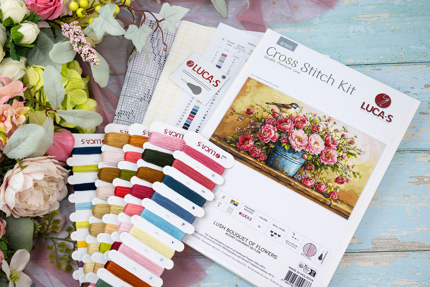 Cross Stitch Kit Luca-S - Lush Bouquet of Flowers, B7055