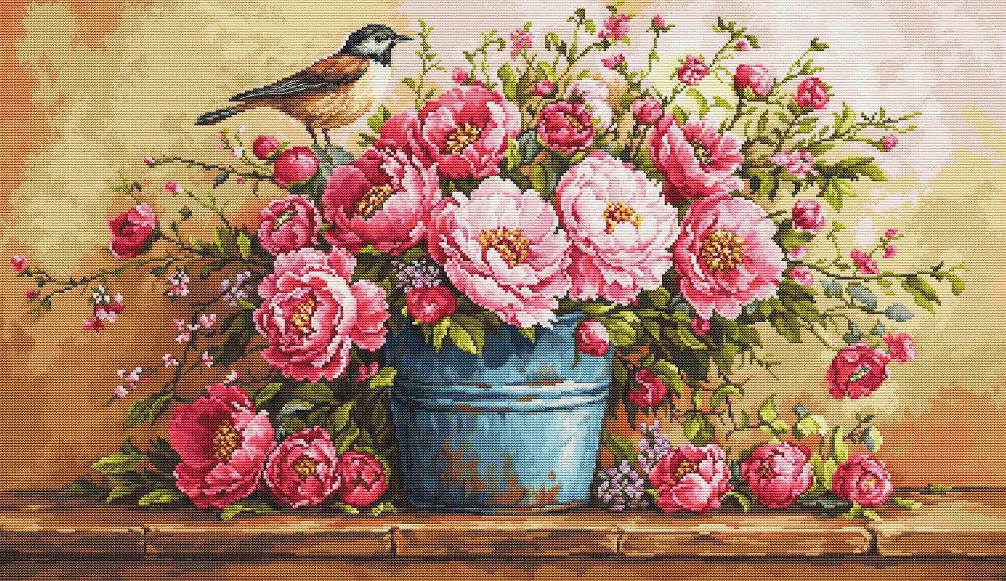 Cross Stitch Kit Luca-S - Lush Bouquet of Flowers, B7055