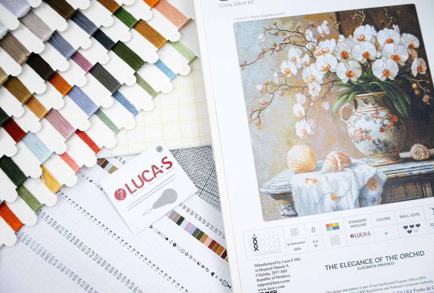Cross Stitch Kit Luca-S GOLD - The Elegance of the Orchid, B714