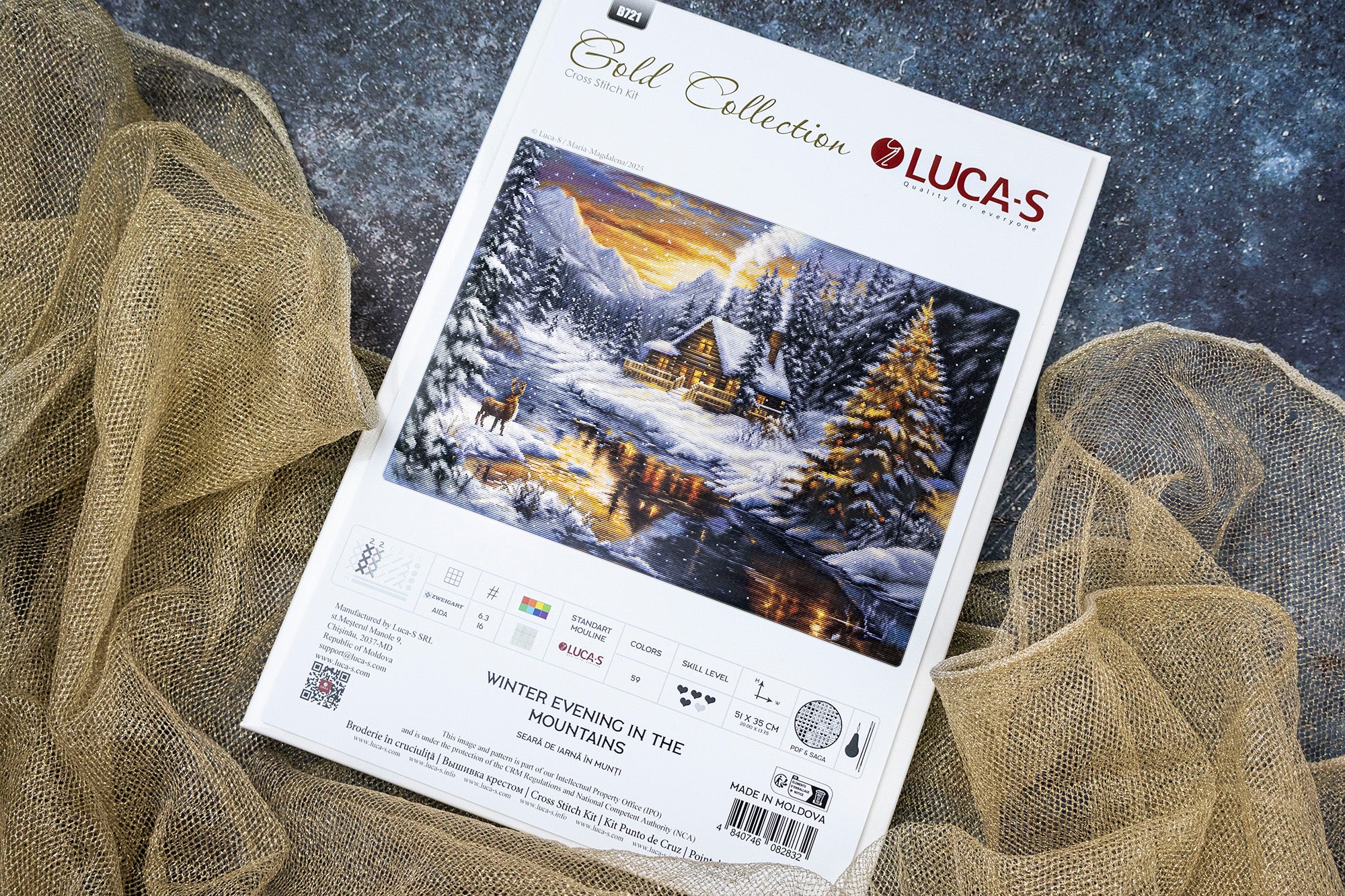 Cross Stitch Kit Luca-S GOLD - Winter Evening in the Mountains