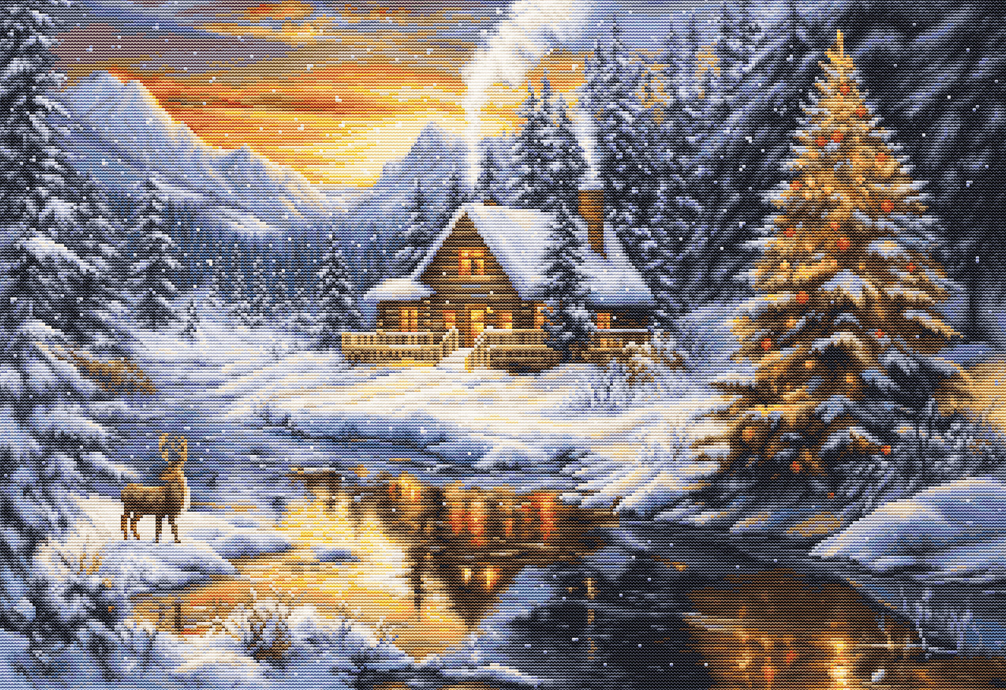 Petit Point Kit Luca-S GOLD - Winter Evening in the Mountains, G721