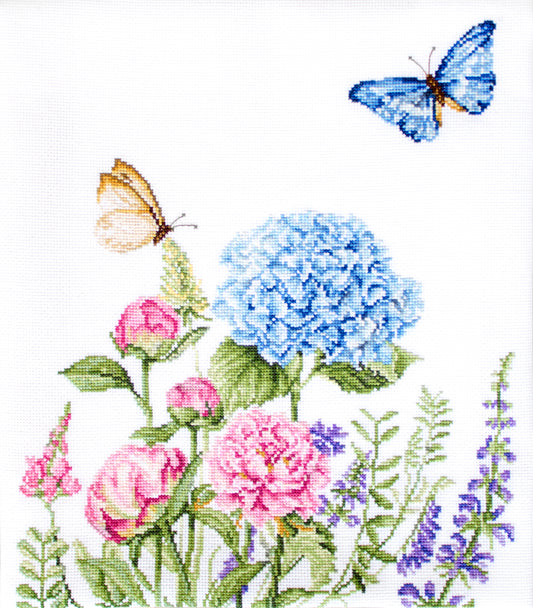 Набор для вышивки крестом Luca-S - Летние цветы и бабочки