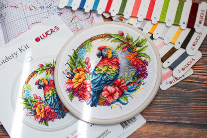 Cross Stitch Kit with Hoop Included Luca-S - The Tropical Parrot, BC201