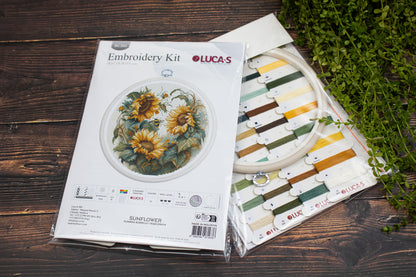Cross Stitch Kit with Hoop Included Luca-S - Sunflower, BC202