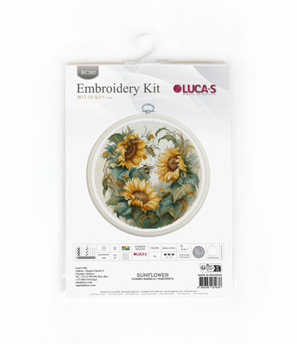 Cross Stitch Kit with Hoop Included Luca-S - Sunflower, BC202