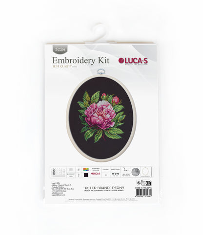 Cross Stitch Kit with Hoop Included Luca-S - ’’Peter Brand’’ Peony, BC204