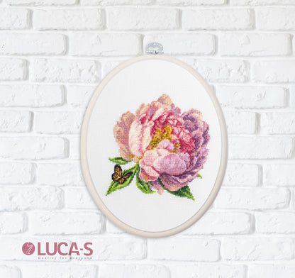 Cross Stitch Kit with Hoop Included Luca-S - ’’Rozella’’ Peony, BC206