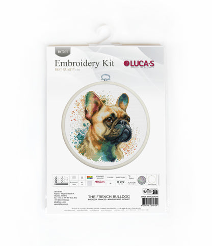 Cross Stitch Kit with Hoop Included Luca-S - The French Bulldog, BC207