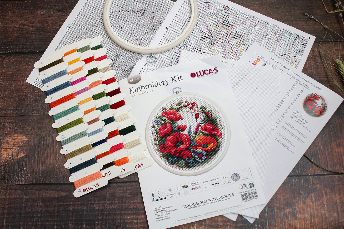 Cross Stitch Kit with Hoop Included Luca-S - Composition With Poppies, BC209