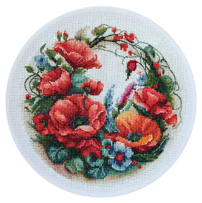 Cross Stitch Kit with Hoop Included Luca-S - Composition With Poppies, BC209